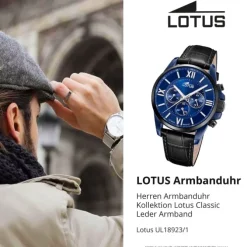Lotus Herrenuhr Leder schwarz Lotus Classic Armbanduhr UL18923/1