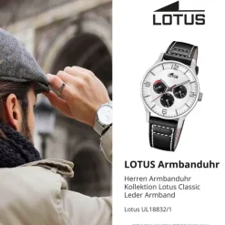 Lotus Herrenuhr Leder schwarz Lotus Classic Armbanduhr UL18832/1