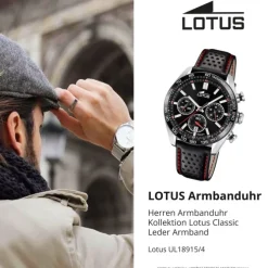 Lotus Herrenuhr Leder schwarz Lotus Classic Armbanduhr UL18915/4