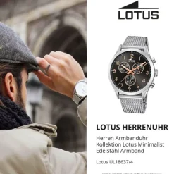 Lotus Herrenuhr Minimalist Armbanduhr Edelstahl silber UL18637/4