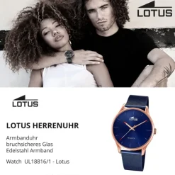 Lotus Herrenuhr Minimalist Armbanduhr Edelstahl blau UL18816/1