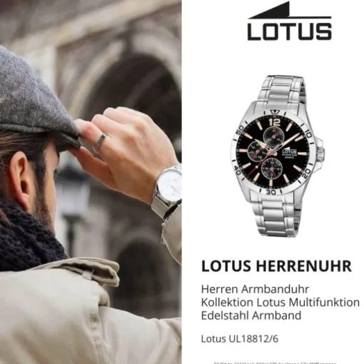 Lotus Herrenuhr Multifunktion Armbanduhr Edelstahl silber UL18812/6