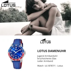Lotus Jugend Armbanduhr Junior 18787/1 Analog Leder blau rot UL18787/1
