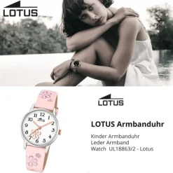 Lotus Jugend Kinderuhr Leder rosa Lotus Classic Armbanduhr UL18863/2