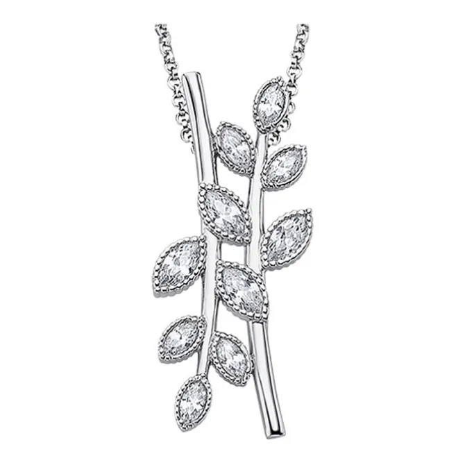 LOTUS Silver - Damen Halskette Zweige weiß aus 925 Silber JLP1783-1-1