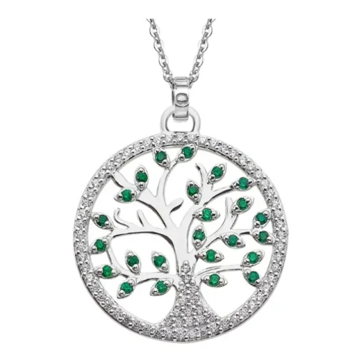 LOTUS Silver - Damen Halskette Lebensbaum grün-weiß aus 925 Silber JLP1895-1-1