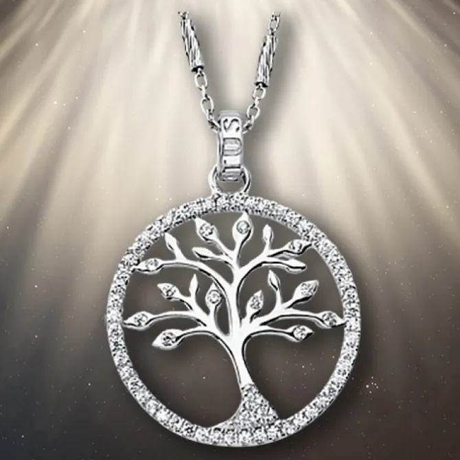 LOTUS Silver - Damen Halskette Lebensbaum weiß aus 925 Silber JLP1780-1-1