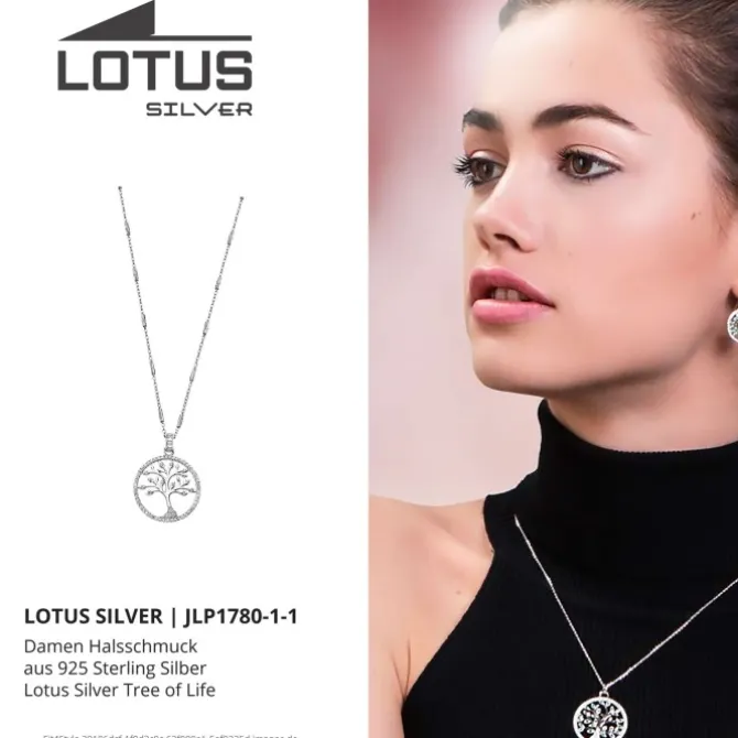 LOTUS Silver - Damen Halskette Lebensbaum weiß aus 925 Silber JLP1780-1-1