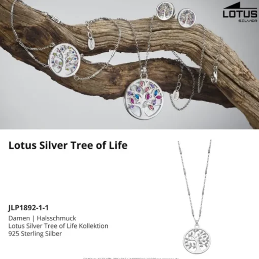 LOTUS Silver - Damen Halskette Lebensbaum weiß aus 925 Silber JLP1892-1-1