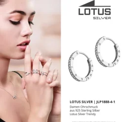 LOTUS Silver - Damen Ohrring weiß mit Creole aus 925 Silber JLP1888-4-1