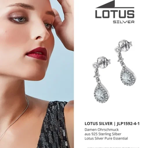 LOTUS Silver - Damen Ohrring Tropfen weiß Ohrstecker aus 925 Silber JLP1592-4-1