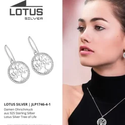 LOTUS Silver - Damen Ohrring Lebensbaum weiß Ohrhänger 925 Silber JLP1746-4-1