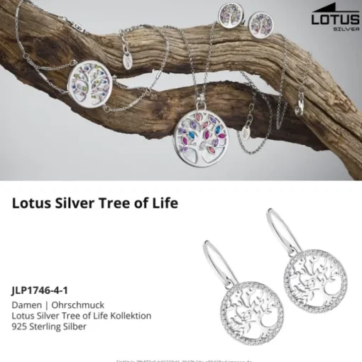 LOTUS Silver - Damen Ohrring Lebensbaum weiß Ohrhänger 925 Silber JLP1746-4-1