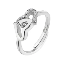 LOTUS Silver - Damen Ring Herzen weiß verstellbaren Ring 925 Silber JLP1594-3-1