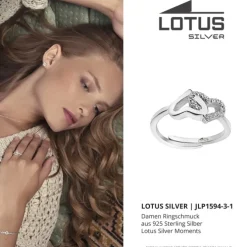 LOTUS Silver - Damen Ring Herzen weiß verstellbaren Ring 925 Silber JLP1594-3-1