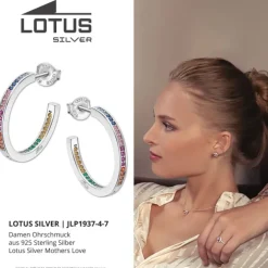 LOTUS Silver Creolen 925 Silber mehrfarbig Zirkonia Mothers Love JLP1937-4-7