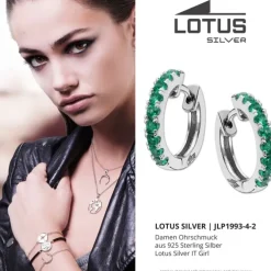 LOTUS Silver Creolen 925 Silber grün Zirkonia Lotus Silver IT Girl JLP1993-4-2