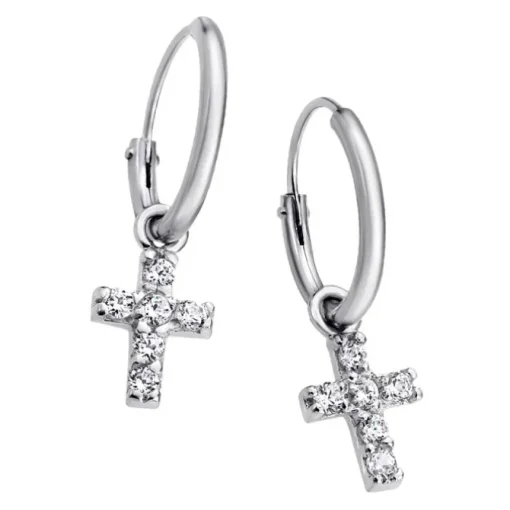 LOTUS Silver Creolen Kreuz 925 Silber LP1243-4/1 Zirkonia Trendy JLP1243-4-1