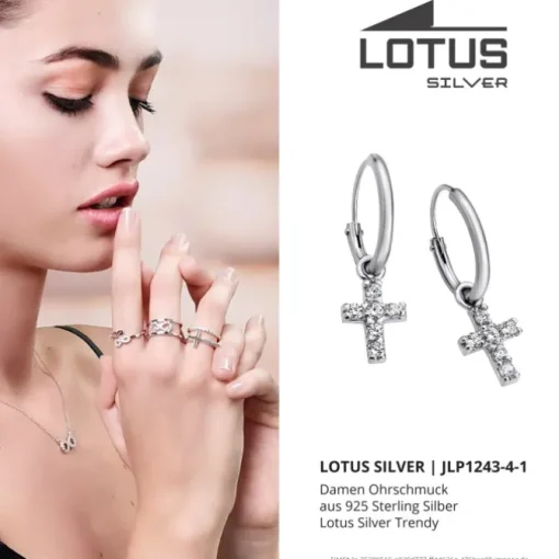 LOTUS Silver Creolen Kreuz 925 Silber LP1243-4/1 Zirkonia Trendy JLP1243-4-1