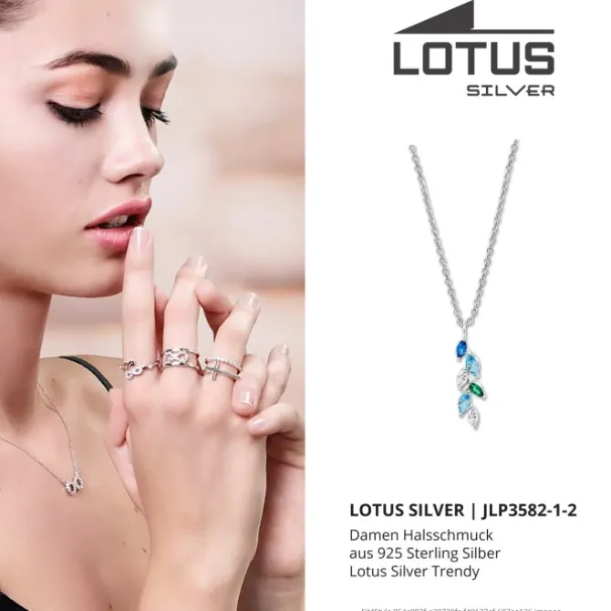 LOTUS Silver Halskette Blätter 925 Silber Lotus Silver Trendy JLP3582-1-2