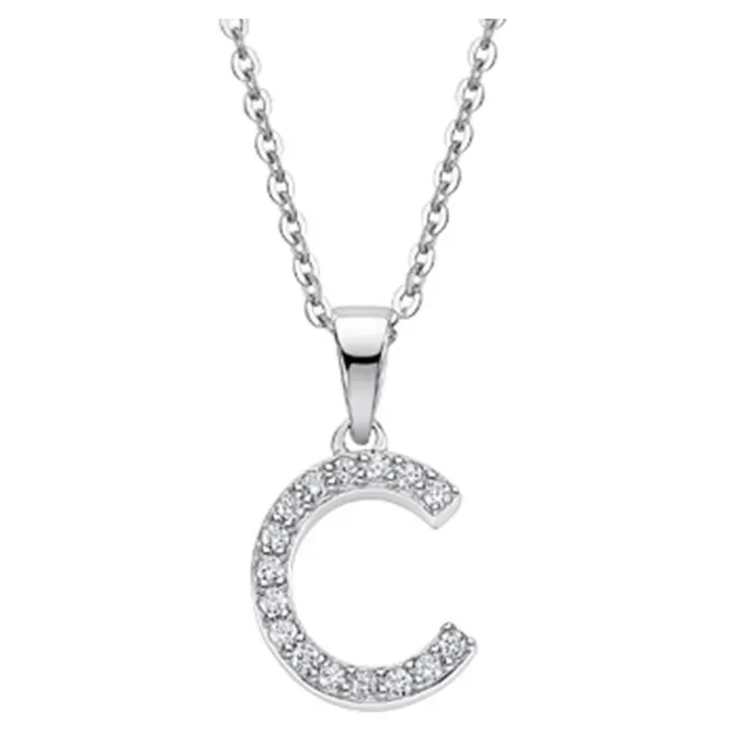 LOTUS Silver Halskette Buchstabe C 925 Silber LP1958-1/C Zirkonia JLP1958-1-C