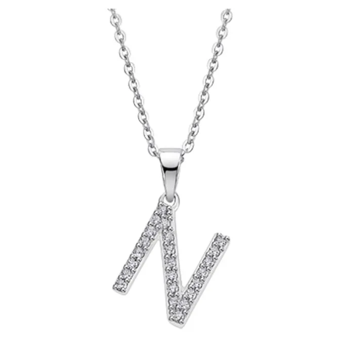 LOTUS Silver Halskette Buchstabe N 925 Silber LP1958-1/N Zirkonia JLP1958-1-N