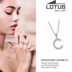LOTUS Silver Halskette Buchstabe C 925 Silber LP1958-1/C Zirkonia JLP1958-1-C