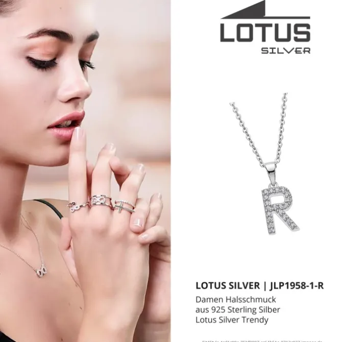 LOTUS Silver Halskette Buchstabe R 925 Silber LP1958-1/R Zirkonia JLP1958-1-R