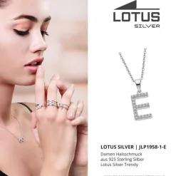 LOTUS Silver Halskette Buchstabe E 925 Silber LP1958-1/E Zirkonia JLP1958-1-E