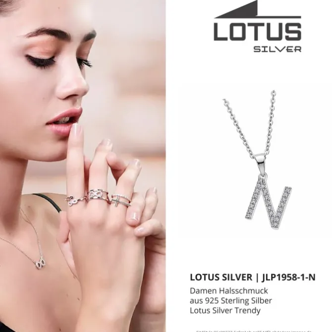 LOTUS Silver Halskette Buchstabe N 925 Silber LP1958-1/N Zirkonia JLP1958-1-N