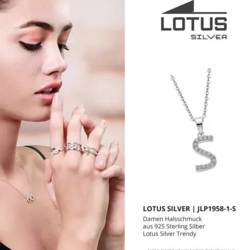 LOTUS Silver Halskette Buchstabe S 925 Silber LP1958-1/S Zirkonia JLP1958-1-S