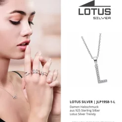 LOTUS Silver Halskette Buchstabe L 925 Silber LP1958-1/L Zirkonia JLP1958-1-L