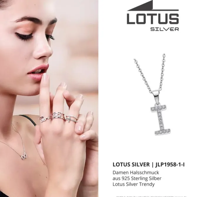 LOTUS Silver Halskette Buchstabe I 925 Silber LP1958-1/I Zirkonia JLP1958-1-I