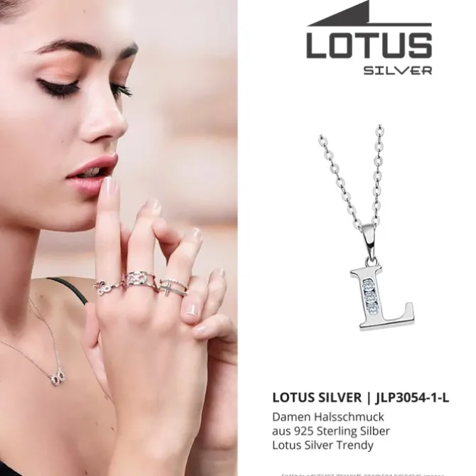 LOTUS Silver Halskette Buchstabe L 925 Silber Lotus Silver Trendy JLP3054-1-L