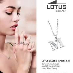 LOTUS Silver Halskette Buchstabe M 925 Silber Lotus Silver Trendy JLP3054-1-M