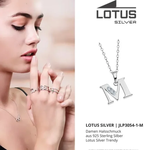 LOTUS Silver Halskette Buchstabe M 925 Silber Lotus Silver Trendy JLP3054-1-M