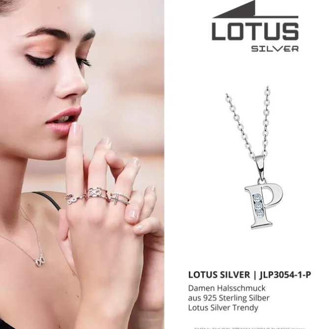 LOTUS Silver Halskette Buchstabe P 925 Silber Lotus Silver Trendy JLP3054-1-P