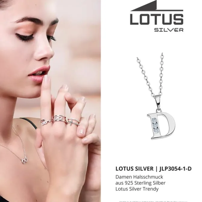 LOTUS Silver Halskette Buchstabe D 925 Silber Lotus Silver Trendy JLP3054-1-D