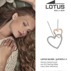 LOTUS Silver Halskette Doppelherz SILBER LP1973-1/1 rose Zirkonia JLP1973-1-1