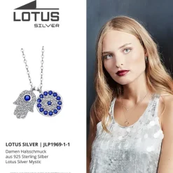 LOTUS Silver Halskette Fatimas Hand SILBER LP1969-1/1 blau Zirkonia JLP1969-1-1