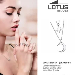 LOTUS Silver Halskette Mond Stern 925 Silber Lotus Silver Trendy JLP3021-1-1