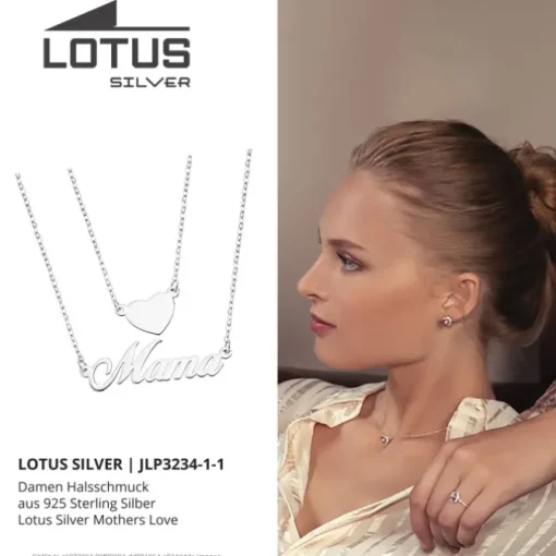 LOTUS Silver Halskette Schriftzug Mama Herz 925 Silber Mothers Love JLP3234-1-1