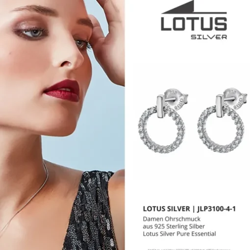 LOTUS Silver Ohrstecker Kreis 925 Silber Zirkonia Pure Essential JLP3100-4-1