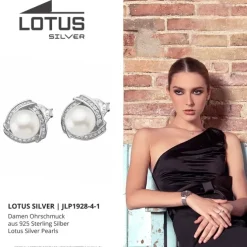 LOTUS Silver Ohrstecker Perle 925 Silber LP1928-4/1 Zirkonia Perle JLP1928-4-1