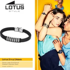 LOTUS Style Armband Damen Herren LS1827-2/1 Leder schwarz JLS1827-2-1