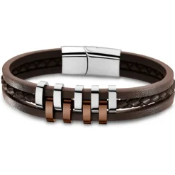 Lotus Style Armband Herren Edelstahl silber, braun LS1838-2/3 Urban JLS1838-2-3