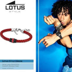 LOTUS Style Armband Herren Leder rot LS1814-2/2 Urban JLS1814-2-2