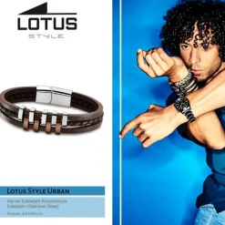 Lotus Style Armband Herren Edelstahl silber, braun LS1838-2/3 Urban JLS1838-2-3