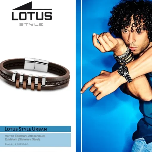 Lotus Style Armband Herren Edelstahl silber, braun LS1838-2/3 Urban JLS1838-2-3