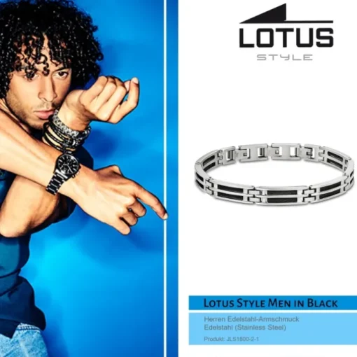 LOTUS Style Armband Herren LS1800-2/1 Edelstahl silber schwarz JLS1800-2-1
